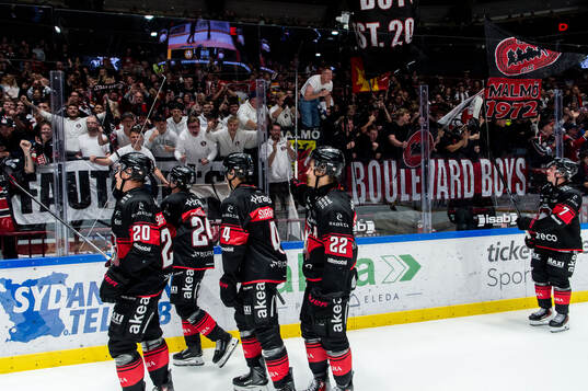 Malmö Redhawks spelare och supportrar jublar