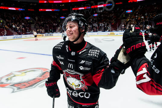 Malmö Redhawks Petter Vesterheim jublar