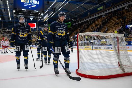 HV71s Santeri Hatakka och Riley Woods deppar