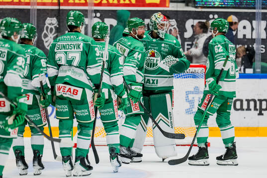 Rögles Calvin De Haan, målvakt Arvid Holm och Lubos Horky