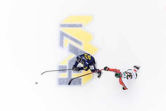 HV71s Axel Rindell och Frölundas Noah Hasa