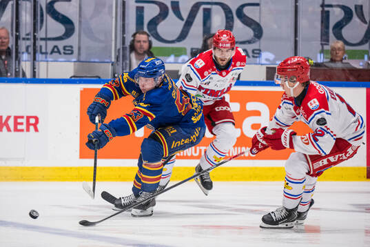 Djurgårdens David Blomgren och Timrås Linus Eriksson