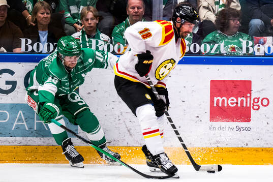 Rögles Lukas Ekeståhl-Jonsson och Brynäs Anton Rödin