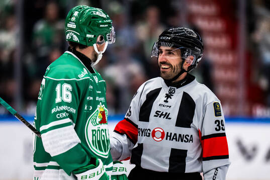 Rögles Lukas Ekeståhl-Jonsson och domare Mattias Enroth