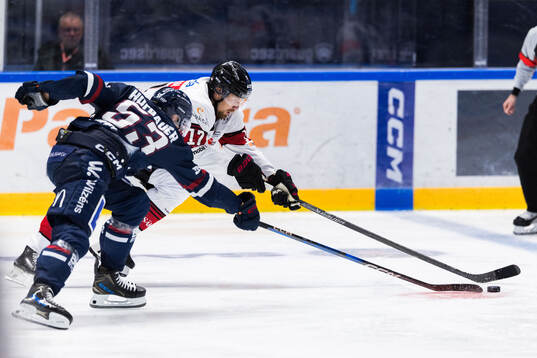 Linköpings Adam Hofbauer och Malmö Redhawks Johan Ivarsson