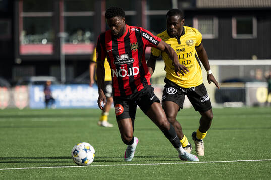 Brommapojkarnas Isak Ssali Ssewankambo och Mjällbys Uba