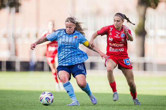 Djurgårdens Therese Åsland och Linköpings Ronja Osman