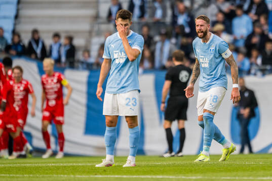 Malmö FFs Lasse Berg Johnsen och Malmö FFs Pontus Jansson