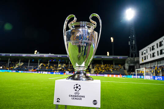 The Champions League trophy at Aspmyra Stadion