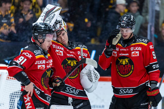 Luleås Brian O'Neill, målvakt Matteus Ward och Markus