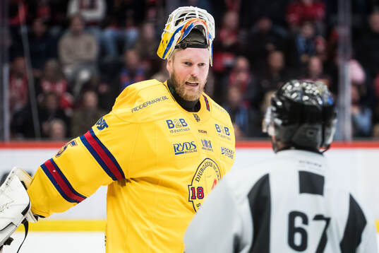 Djurgårdens målvakt Magnus Hellberg i samtal med