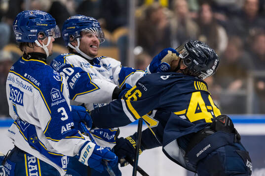 Leksands Fred Nilsson och Nolan Stevens och HV71s Joona