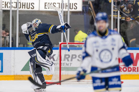 HV71s målvakt Frederik Dichow jublar