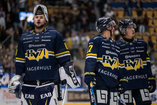 HV71s målvakt Frederik Dichow jublar