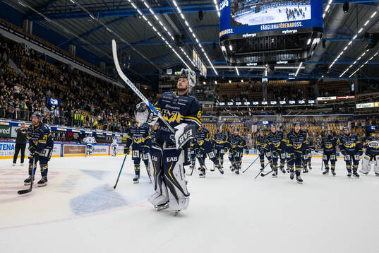 HV71s målvakt Frederik Dichow jublar