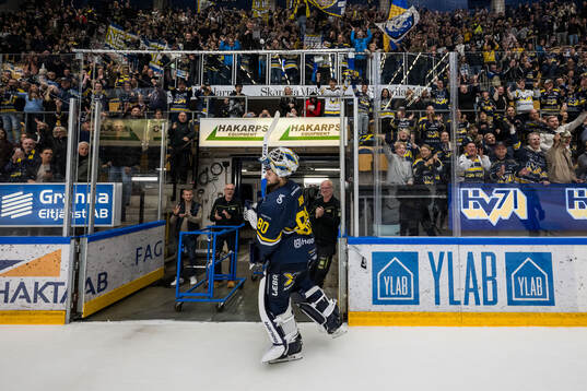 HV71s målvakt Frederik Dichow jublar