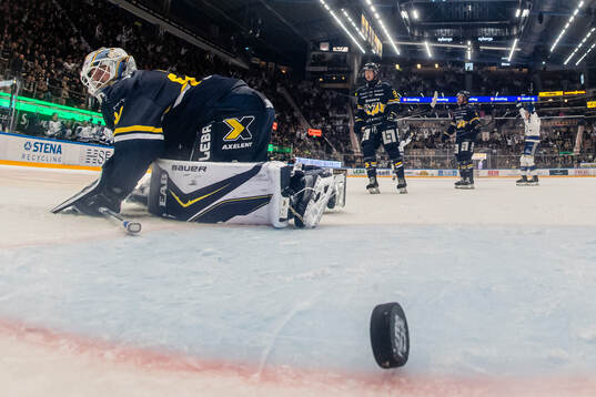 HV71s målvakt Frederik Dichow deppar