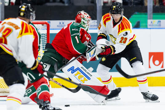 Frölundas målvakt Lars Johansson och Brynäs Oskar