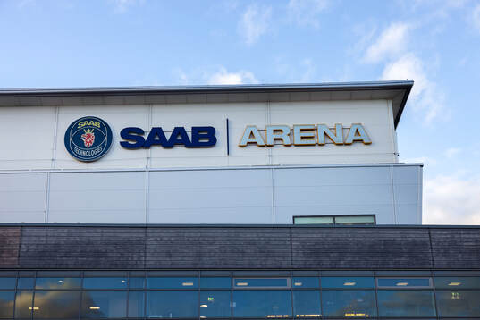 Exteriör vy av Saab Arena