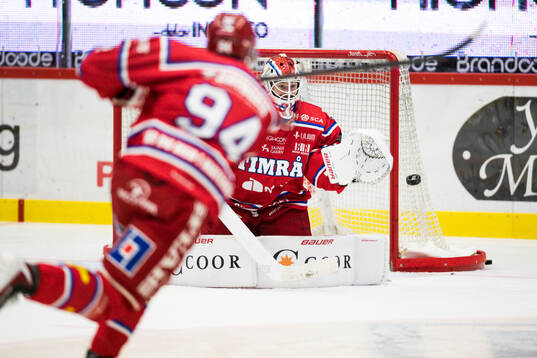 Timrås målvakt Tim Juel och Sebastian Hartmann