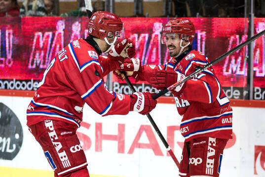 Timrås Ludvig Levinsson och Marcus Westfält jublar