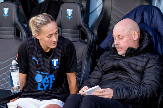 Malmö FFs Sanna Kullberg och tränare Jonas Valfridsson