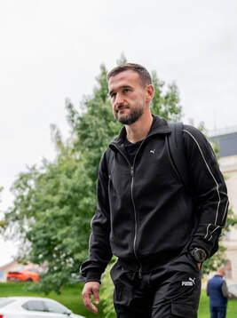 Head coach Anes Mravac of Malmö FF arrives at the hotel