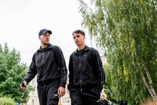 Andrej Djuric and Kenan Busuladzic of Malmö FF arrives at