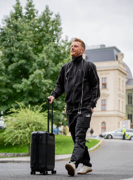 Anders Christiansen of Malmö FF arrives at the hotel