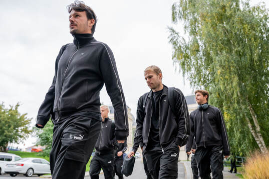 Stefano Vecchia and Oscar Lewicki of Malmö FF arrives at