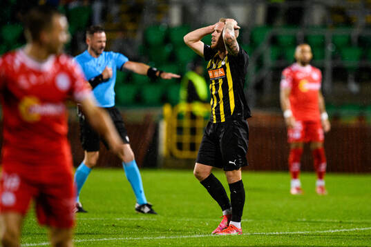 Mikkel Rygaard Jensen of Häcken looks dejected