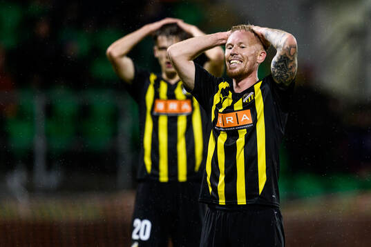 Mikkel Rygaard Jensen of Häcken looks dejected
