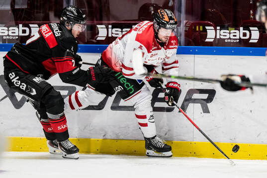 Örebros Teemu Turunen och Malmö Redhawks Topi Niemelä