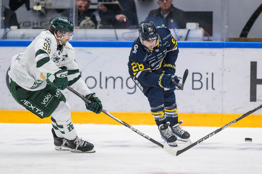 Färjestads Marian Studenic och HV71s Justin Glenn Kloos
