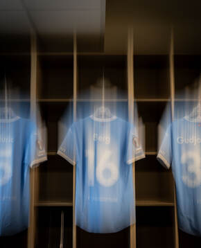 The kit of Oliver Berg of Malmö FF in the dressing room
