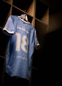 The kit of Pontus Jansson of Malmö FF in the dressing room