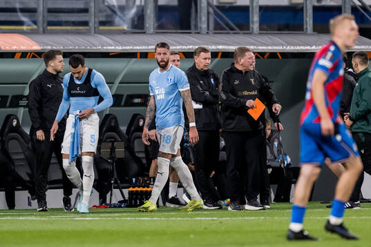 Pontus Jansson of Malmö FF receives medical attention