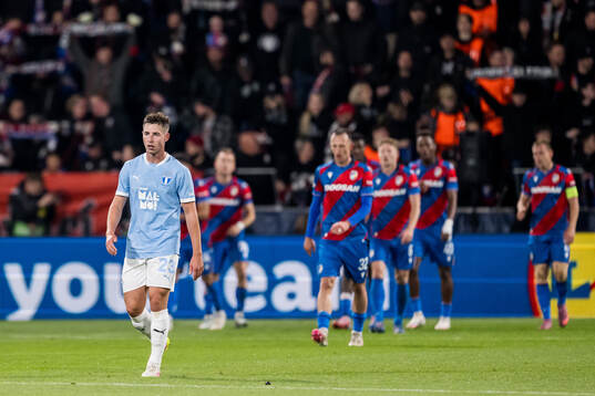 Lasse Berg Johnsen of Malmö FF looks dejected