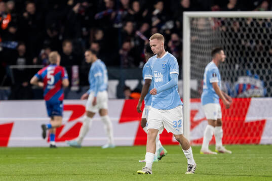 Daniel Gudjohnsen of Malmö FF looks dejected