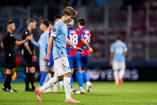 Hugo Bolin of Malmö FF looks dejected
