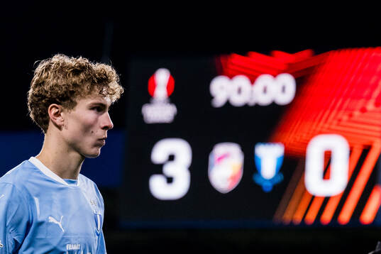 Hugo Bolin of Malmö FF looks dejected
