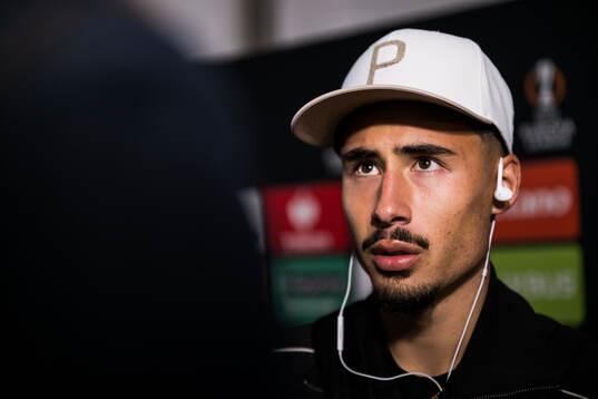 Adrian Skogmar of Malmö FF is being interviewed
