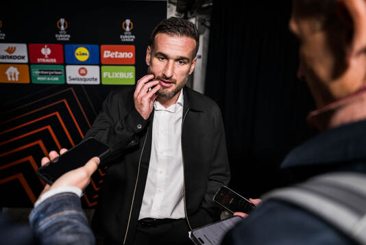 Head coach Anes Mravac of Malmö FF is being interviewed