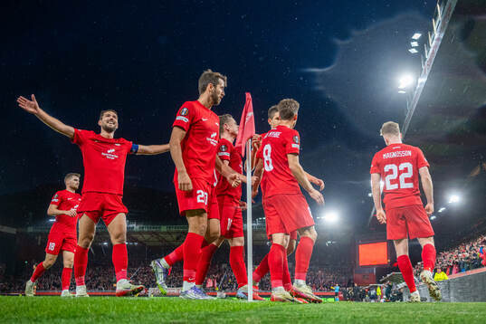 Sævar Atli Magnusson of Brann celebrates with Fredrik