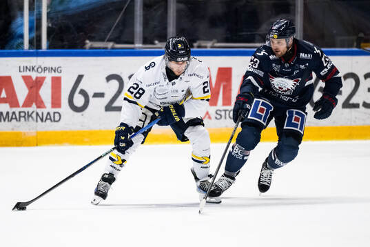 HV71s Justin Glenn Kloos och Linköpings Robin Kovacs