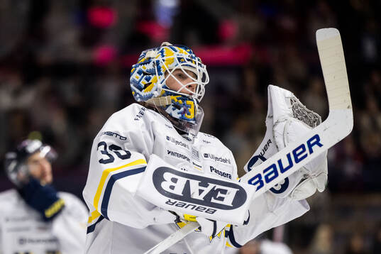 HV71s målvakt Lassi Lehtinen deppar