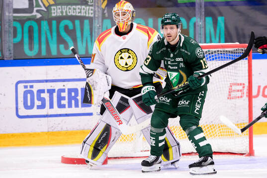 Brynäs målvakt Collin Delia och Färjestads Joel Kellman