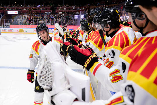 Brynäs Axel Andersson jublar