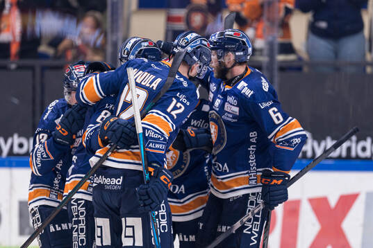 Växjös spelare jublar med Dylan Mclaughlin