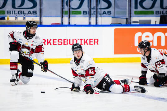 Malmö Redhawks Patrik Norén, Lauri Pajuniemi och Fredrik